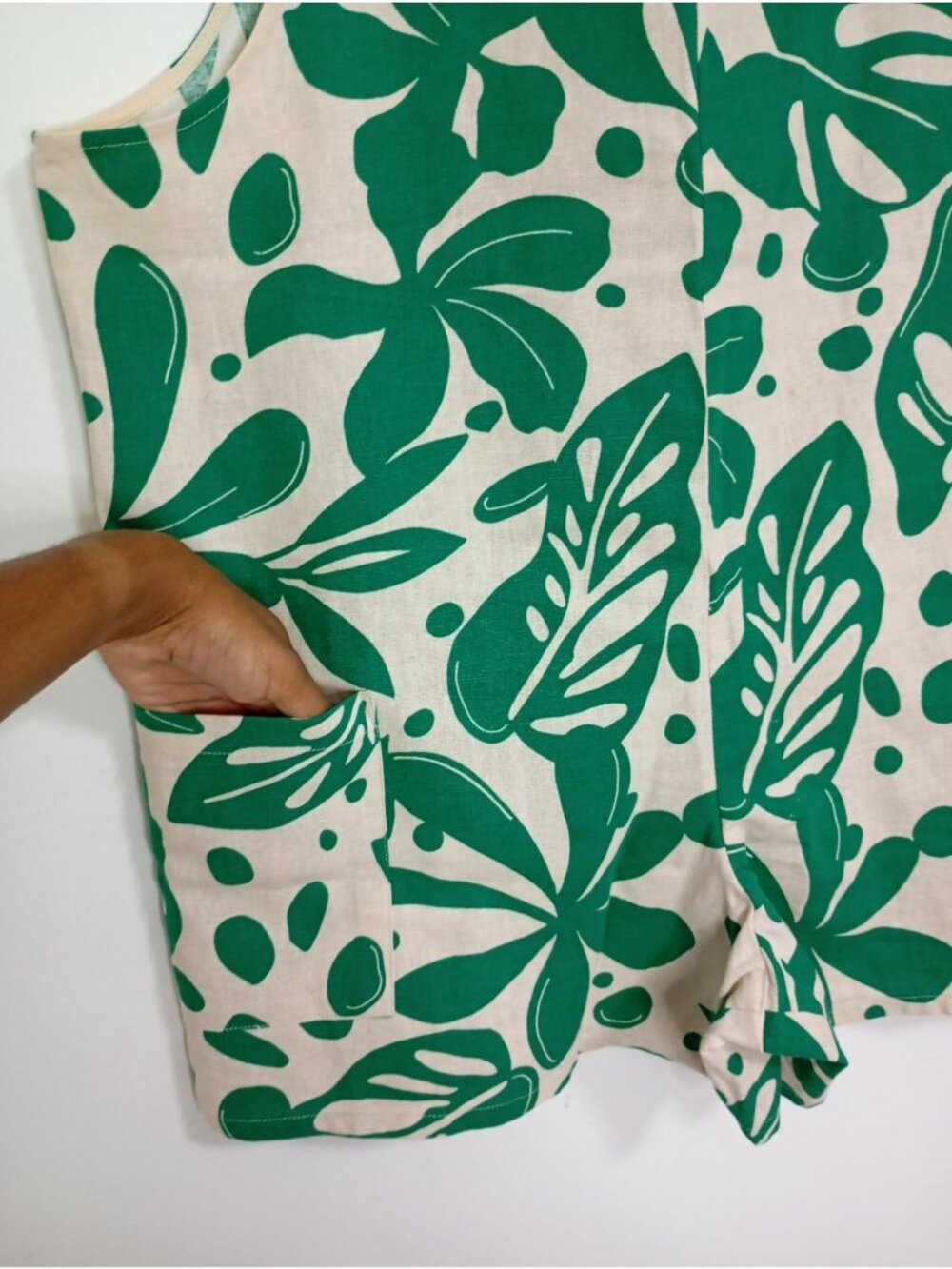 Anthropologie Corey Lynn Calter Romper Green Tank Linen-Blend Pockets Size M - Picture 4 of 13